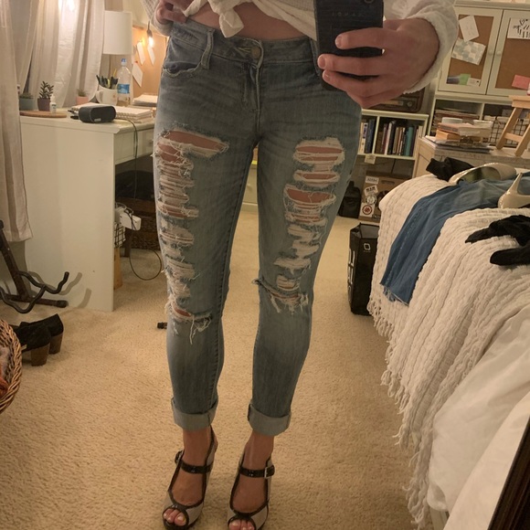 Low Rise Ripped Blue Jeans - Picture 5 of 7